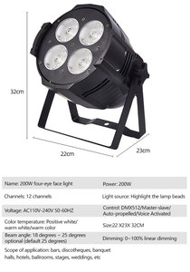 Faro LED COB a Quattro Luci da 250W, Luce Bianca Calda per Sale Banchetti, Conferenze, Matrimoni, Palcoscenici ed Eventi - Product Image 4