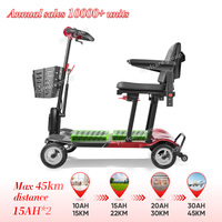 Scooter électrique tout-terrain pour personnes âgées et handicapées, siège large réglable, capacité de charge de 125 kg, poids léger de 14 kg, batterie 30 Ah, autonomie de 45 km