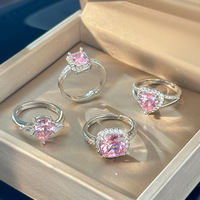 Bague ouverte géométrique zircon cœur haut de gamme couple femme, bijoux mode bagues fournisseur en gros en vente
