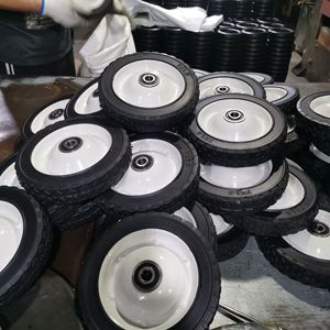 White <b>Plastic</b> Iron <b>Wheel</b> 7X1.5 Solid Rubber Caster Silent Operation Industrial Use - Product Image 3