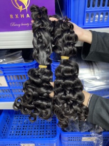 RXHAIR 100% 天然人发，用于编织，超双层拉丝发，散装 SDD 波西米亚辫子，浓密而饱满，意大利卷发 # 1b - Product Image 2