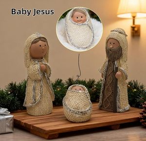 <strong>Nativity</strong> <strong>Scene</strong> <strong>Set</strong> 9-Piece Holy Family Figurine with Woolen Clothes Hand Painted Mini Decorative Religious Christmas Figurines - Product Image 4