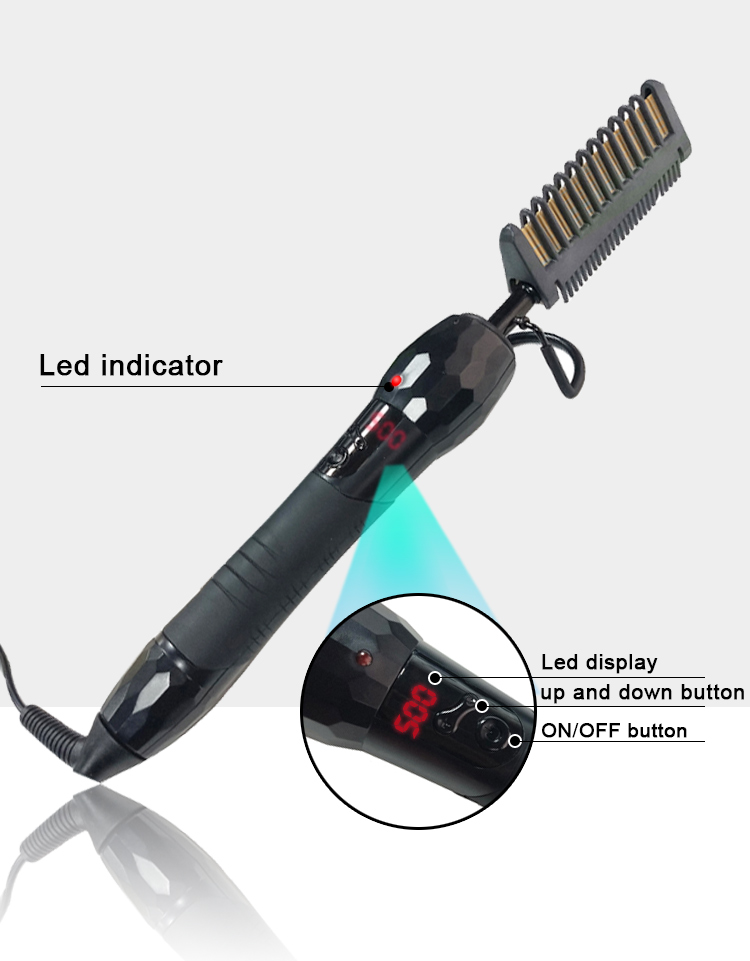 Professional copper metal Hair Straightening Comb brush Hot Electric Hair Straightener comb for hair,curling iron bling hot comb
