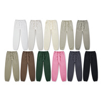 Pantalon de jogging épais 440 GSM en molleton doux avec revers, poches latérales, couleur unie, style décontracté pour homme, modèle basique