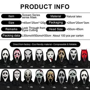 Máscara de Terror de Látex de Cara Completa, Máscara de Ghostface Sonriente, Disfraz de Halloween para Adultos - Product Image 2