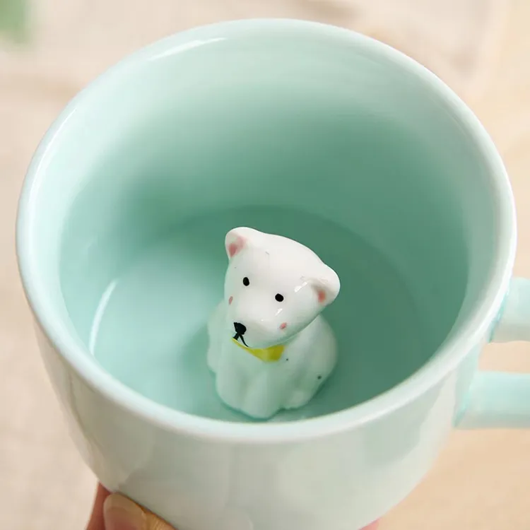 Tazza per cani carina tazza in ceramica a forma di animale 3D tazza da caffè per tè e latte, regalo per ufficio compleanno natale