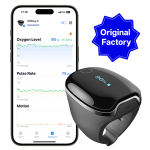 Oxymètre de pouls Wellue O2ringS SPO2, saturation en oxygène sanguin, 4*10 heures de mémoire intégrée pour la BPCO et le <span class=keywords><strong>CPAP</strong></span>, connexion via Bluetooth - Product Image 1