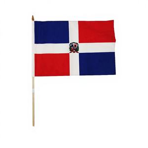 12 \ "x18 \" bandiera a mano dominicana 480 pezzi 40DZ/CS Logo personalizzato bandiera mondiale in stile gagliardetto digitale per auto, la plastica include metallo - Product Image 1