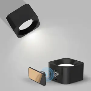 Nouvelle lampe murale magnétique carrée à 360 degrés, Rechargeable par USB, commande tactile, lampe murale de lecture montée sur LED pour chambre à coucher