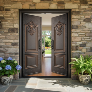 Porte d'entrée de villa moderne en acier estampé et gaufré, insonorisée et sécurisée, pour villa résidentielle - Offre Spéciale - Product Image 4