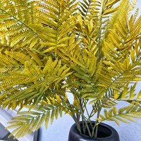 Branche de fougère artificielle, 13 feuilles, jaune clair, fausse verdure, tige, toile de fond de mariage, accessoire photo, décoration intérieure et extérieure