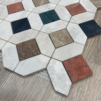 DS Carrelage Mosaïque Moderne en Pierre Naturelle Aiguisée Plancher Mural Cuisine Salle de Bain Dosseret Rouge Vert Beige Marbre Finition Aiguisée pour Hôtels