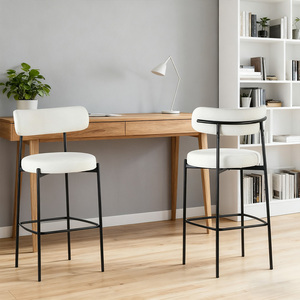 <span class=keywords><strong>Tabouret</strong></span> <span class=keywords><strong>de</strong></span> <span class=keywords><strong>bar</strong></span> moderne en bouclé <span class=keywords><strong>blanc</strong></span> Chaises <span class=keywords><strong>de</strong></span> <span class=keywords><strong>bar</strong></span> rembourrées à hauteur <span class=keywords><strong>de</strong></span> comptoir avec dossier et repose-pieds pour cuisine, salle à manger, <span class=keywords><strong>bar</strong></span> à la maison - Product Image 4