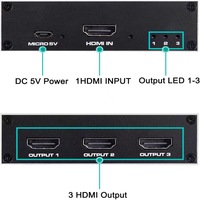 Divisor HDMI 4K, 3 puertos, 1 en 3 salidas, caja de distribuidor de Audio y vídeo Compatible con 3D, Compatible con HDTV, STB, DVD, PS3, proyector