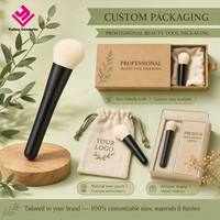 Pinceaux de maquillage professionnels de luxe en gros, à logo personnalisé, en forme de flamme, en poils synthétiques doux, pour fard à joues en poudre, marque privée