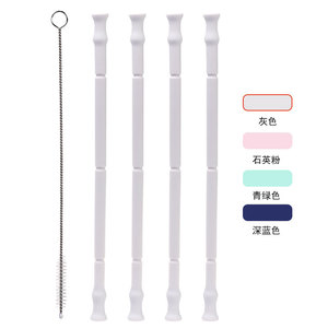 <b>Reusable</b> Silicone <b>Straws</b> Set With Brush And Storage Case Travel Portable Foldable Drinking <b>Straws</b> For Coffee Beverage - Product Image 4