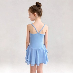 Justaucorps de ballet pour filles avec jupe, robe d'entraînement de danse extensible sans manches, costume de scène pour enfants - Product Image 1