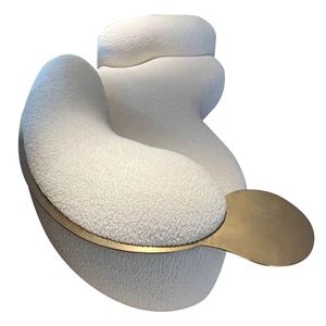 โซฟาสไตล์อิตาเลียนสมัยใหม่ชุดห้องนั่งเล่นทรงถั่วแบบเรียบง่ายเตียงในร้านอาหารทำจากไม้แกะ - Product Image 2