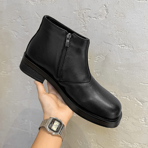 Chaussures montantes en cuir véritable pour hommes, style britannique, semelle épaisse, bottines d'été décontractées rétro 2026 - Product Image 4