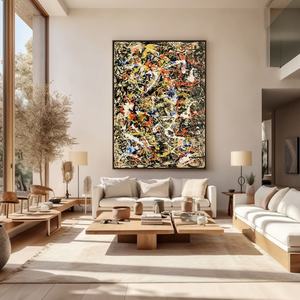 Peinture à l'huile abstraite encadrée, peinte à la main sur toile, pour la décoration minimaliste d'entrée et de couloir - Product Image 4