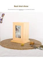 Boîte à cendres pour animaux de compagnie en bois massif de luxe de haute qualité, faite à la main, avec cadre photo pour chien, chat, crémation, stockage, souvenir commémoratif, OEM PST-0001
