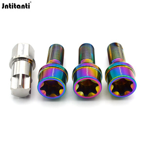 Jntitanti chống trộm hợp kim Titan bu lông bánh xe ô tô 17mm Hex 60 độ nón ghế gr.5 m12x1.5x28mm khóa khóa titan mới - Product Image 2
