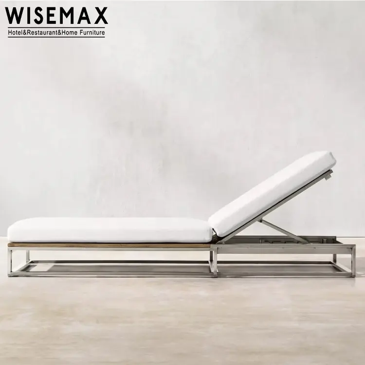 WISEMAX mobilya veranda dış mekan mobilyası güneş şezlong veranda tik alüminyum <span class=keywords><strong>yalan</strong></span> daybed açık ayarlanabilir şezlong