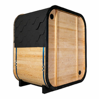 Sauna Exterior para 3-4 Personas, Tipo Cubo, de Madera de Hemlock, con Estufa Tradicional de 6KW, 1 Año de Garantía, Sauna de Vapor