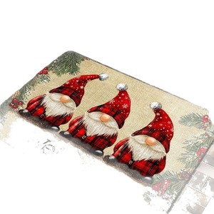 Alfombra de Navidad con diseño de gnomos, rectangular, antideslizante, de fibra de poliéster, decoración para el hogar, diseño novedoso, fácil de limpiar, fácil cuidado - Product Image 1