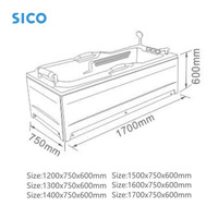 Baignoire de massage en acrylique rectangulaire moderne SICO Corner Whirlpool, 6 jets, robinet intégré, accoudoirs, baignoire intérieure, 1-2 personnes, 5 ans