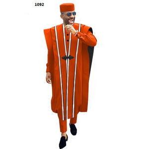 Vêtements pour hommes africains : Robe <span class=keywords><strong>Agbada</strong></span>, Chemises Dashiki, Pantalons Ankara, Chapeau tribal, Tenues de mariage et de soirée, Broderie, Grandes tailles, Coton - Product Image 2