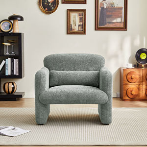 Modern Mid-Square Single Sofa <b>Chair</b> 1-Seater Fabric Upholstered Armrests Wood Legs Eco-Friendly Modular Apartment Villa Living - Product Image 2