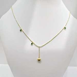 Collier minimaliste en argent sterling 925 plaqué or 18 carats avec pierre précieuse, pour l'été, à porter au quotidien, avec nœud, pour femmes. - Product Image 3