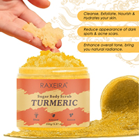 Gommage exfoliant pour le corps et le visage au sucre de curcuma jaune en gros, marque privée, avec hydratation, réduction des taches brunes et éclaircissement de la peau