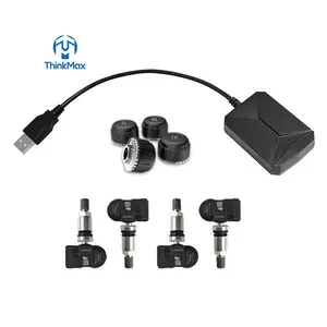 Sistem Monitor tekanan antibocor ban mobil, daya Usb Real-time Tpms 8bar untuk mobil Android Tpms dengan 4 sensor eksternal