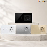 Interrupteur tactile 4 voies avec 2 ports USB Type-C, panneau en verre étanche, prise murale pour usage industriel et domestique