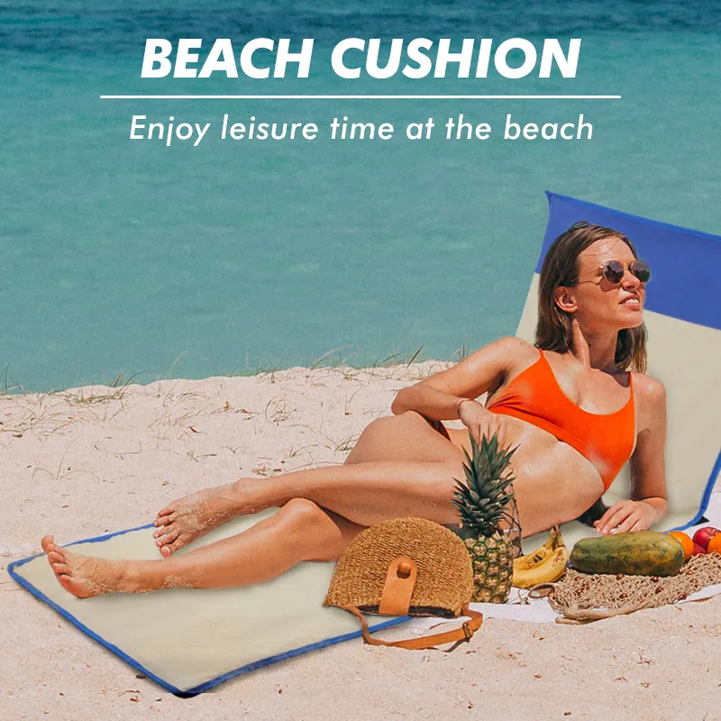 KingGear kursi santai pantai kamping luar ruangan, tikar pantai lipat kustom dengan sandaran dapat disesuaikan untuk dewasa