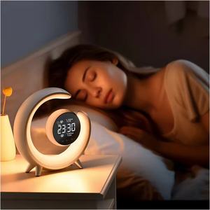 Comodino camera da letto bambini luna orologio tavolo Led colorato <span class=keywords><strong>digitale</strong></span> sveglia luce di simulazione e lampada sveglia sveglia - Product Image 2