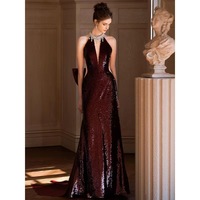Robe de Soirée de Luxe en Satin Respirant, Col Rond, Col à Nœud Élégant, Coupe Droite, Taille Naturelle, Longueur Ras du Sol avec Traîne, Été