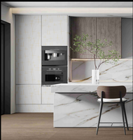 Panneau mural en PVC de 1000 mm * 10 mm, imperméable, pour intérieur, marbre blanc doré Starlight