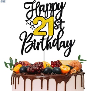 Adornos para Pastel de <span class=keywords><strong>Cumpleaños</strong></span> Número <span class=keywords><strong>19</strong></span>, Reutilizables, Lindos, Negros y Dorados con Brillantina, Ecológicos, para Fiestas de <span class=keywords><strong>Cumpleaños</strong></span> y Aniversarios - Product Image 2