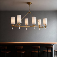 Lustre de style américain pour salon, chambre à coucher, salle à manger, moderne, simple, en laiton, créatif, design, doré, moyen, à intensité variable