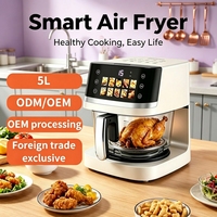 Friteuse à air numérique intelligente 5L, four à air multifonction à écran tactile, cuisson saine sans huile pour usage domestique
