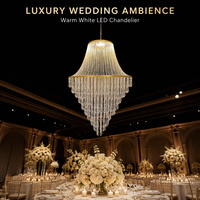 Lustre en cristal LED blanc/doré, luminaire suspendu, décoration de mariage, décoration de plafond pour événements