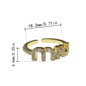 Bague élégante géométrique avec lettre <span class=keywords><strong>MIU</strong></span>, plaquée or, incrustée de zircon, ajustable, ouverte, pour femme, bijoux de mode, vente en gros - Product Image 6