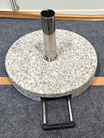 Base de parasol mobile en granit gris avec poignée extractible, support de parasol carré robuste pour terrasse de jardin extérieure