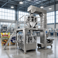 Machine d'emballage automatique de biscuits, ligne d'emballage rotative de sachets préformés avec peseuse multi-têtes pour sachets Doypack de biscuits