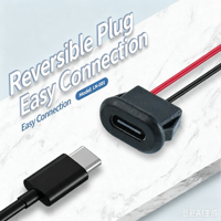 LN-001 Conector de Carga Tipo C para Montaje en Panel, Color Blanco, Cable de 15 cm, Conector PH 2.0, Cable de 24 AWG