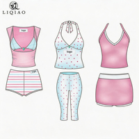 Collection de vêtements de sport pour femmes personnalisée, rose et bleu à pois, à combiner : débardeurs de yoga, leggings capri courts, shorts, jupe-short, ensemble de sport