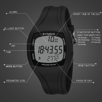SYNOKE jam tangan Digital untuk pria, arloji LED kronograf Pedometer tahan air olahraga untuk laki-laki